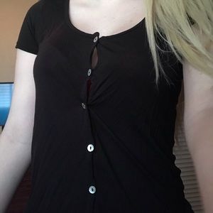 ProjectSocialT Black Button Up Tee